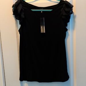 Daisy Fuentes Elegant Black Ruffle Top